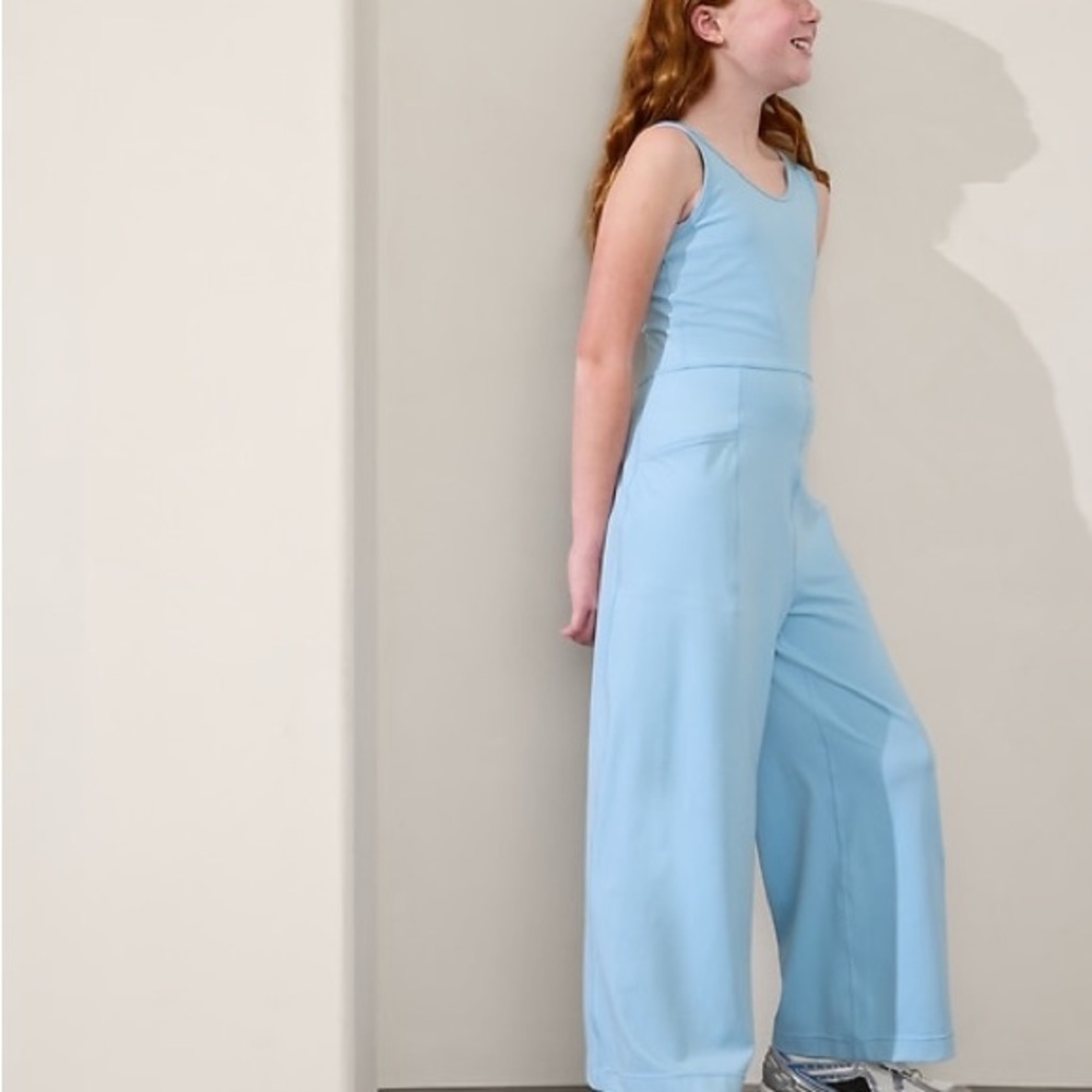 Athleta Girl Stash Your Treasures Blue Wide Leg Jumpsuit